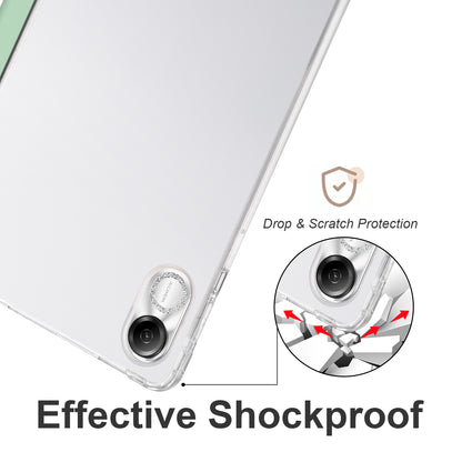 For Honor Pad X8 Pro / Pad X9 Trifold Stand Tablet Case Pen Slot PU Leather Transparent TPU Back Cover