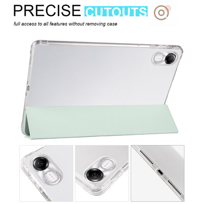 For Honor Pad X8 Pro / Pad X9 Trifold Stand Tablet Case Pen Slot PU Leather Transparent TPU Back Cover