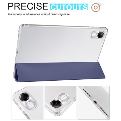 For Honor Pad X8 Pro / Pad X9 Trifold Stand Tablet Case Pen Slot PU Leather Transparent TPU Back Cover