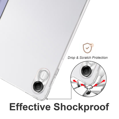 For Honor Pad X8 Pro / Pad X9 Trifold Stand Tablet Case Pen Slot PU Leather Transparent TPU Back Cover