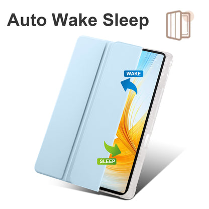 For Honor MagicPad 13 PU Leather Transparent TPU Tablet Case Trifold Stand Tablet Cover with Pencil Holder
