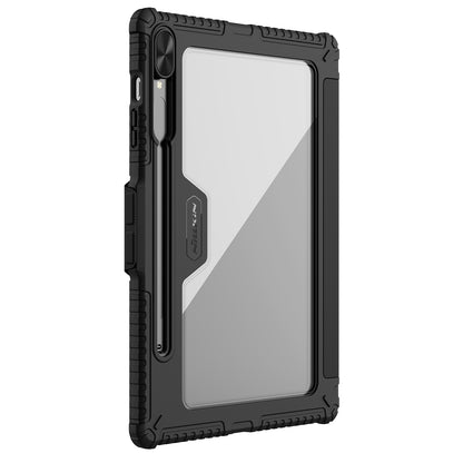 NILLKIN Bumper Leather Case Pro for Samsung Galaxy Tab S9+ Slide Camera Lid Origami Stand Tablet Case PU Leather Anti-drop Cover