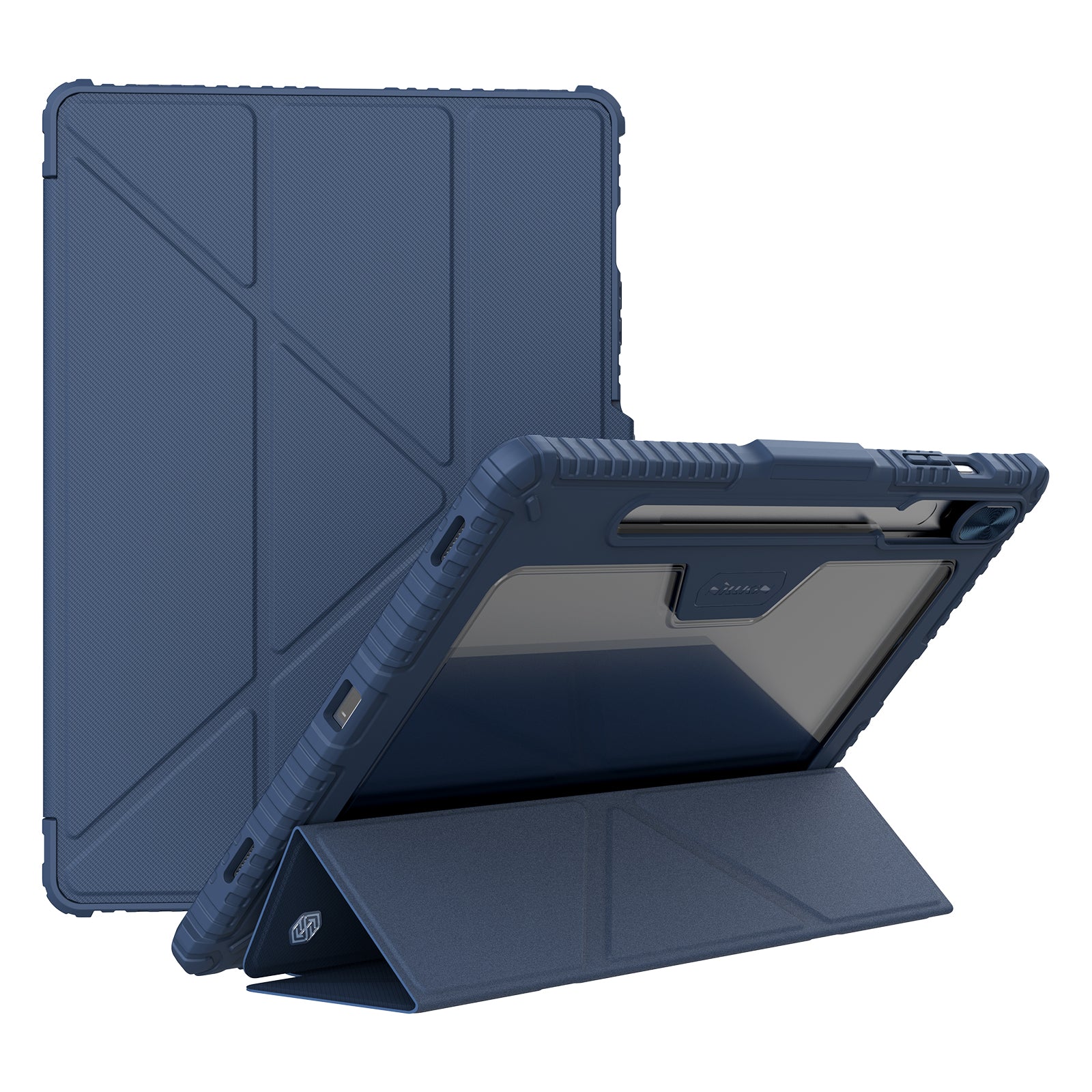 NILLKIN Bumper Leather Case Pro for Samsung Galaxy Tab S9+ Slide Camera Lid Origami Stand Tablet Case PU Leather Anti-drop Cover