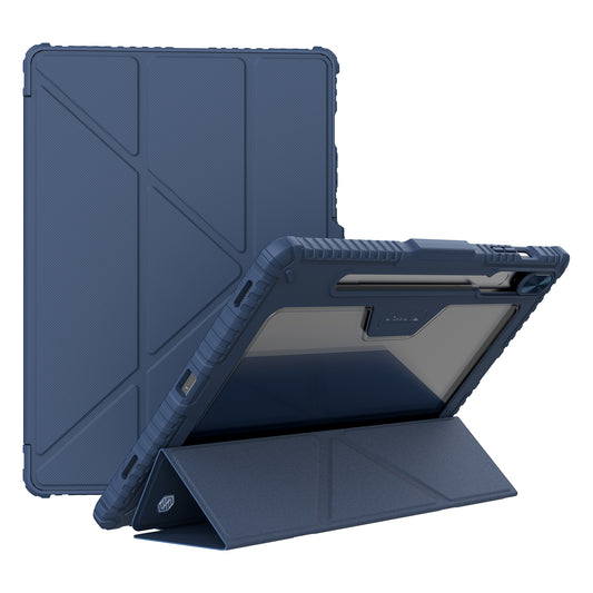NILLKIN Bumper Leather Case Pro for Samsung Galaxy Tab S9+ Slide Camera Lid Origami Stand Tablet Case PU Leather Anti-drop Cover