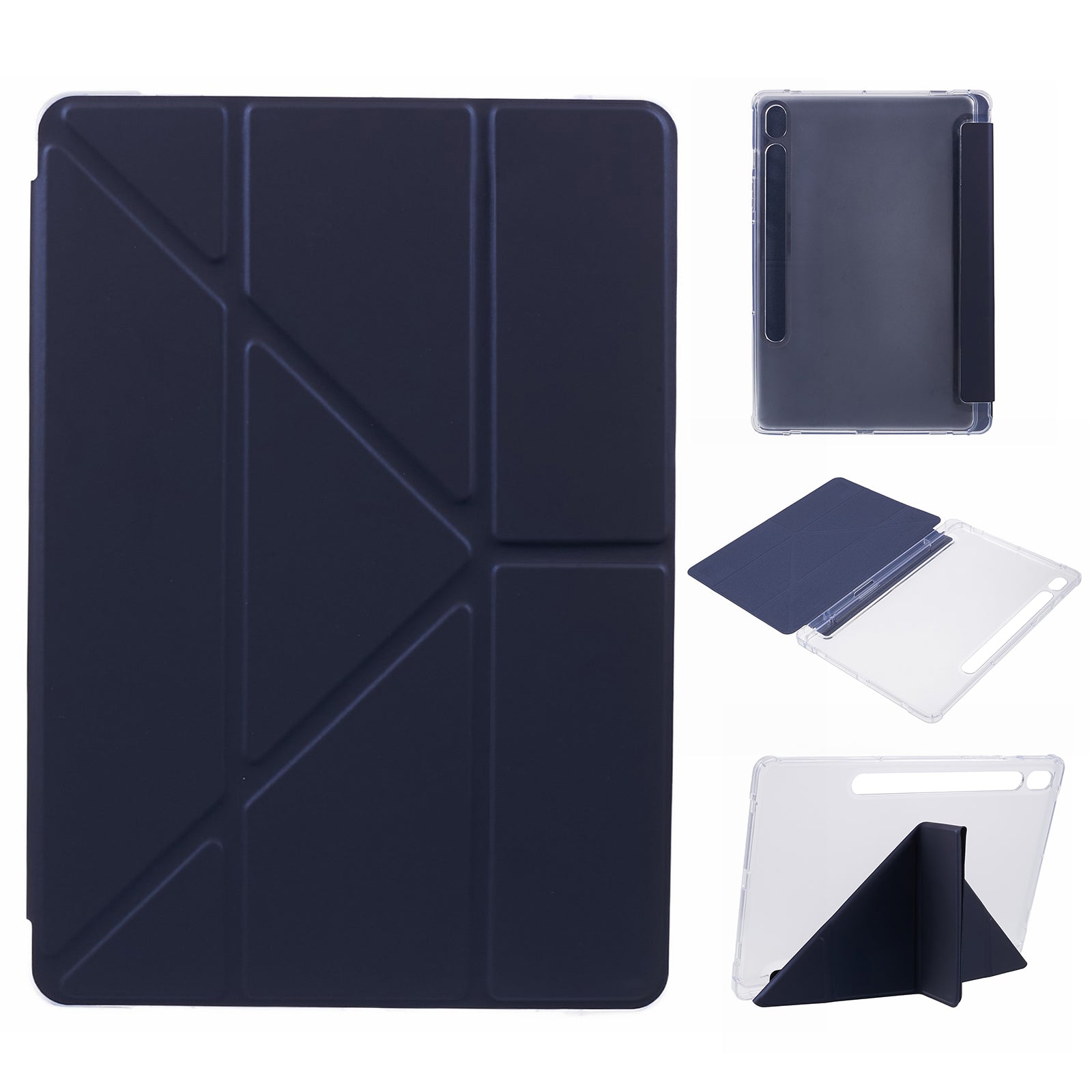 For Samsung Galaxy Tab S9 PU+Acrylic+TPU Case Origami Tri-fold Stand Tablet Cover Auto Wake  /  Sleep Shockproof Case