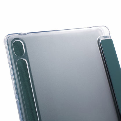 For Samsung Galaxy Tab S9 Shockproof Case Tri-fold PU+Acrylic+TPU Tablet Cover Support Auto Wake / Sleep