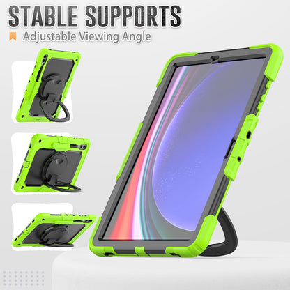 For Samsung Samsung Galaxy Tab S9+ SM-X810 / X816B / X818U PC+Silicone Tablet Case Hand Grip Kickstand Cover with Shoulder Strap