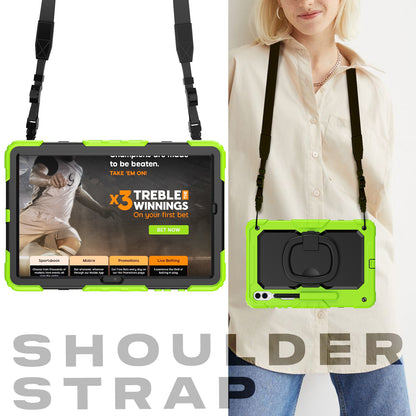 For Samsung Samsung Galaxy Tab S9+ SM-X810 / X816B / X818U PC+Silicone Tablet Case Hand Grip Kickstand Cover with Shoulder Strap