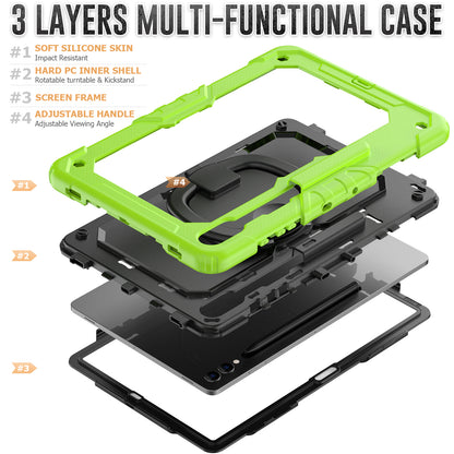 For Samsung Samsung Galaxy Tab S9+ SM-X810 / X816B / X818U PC+Silicone Tablet Case Hand Grip Kickstand Cover with Shoulder Strap