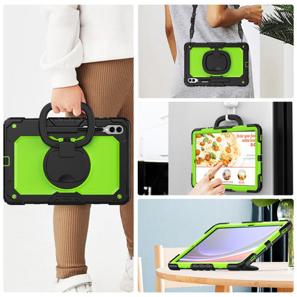 For Samsung Samsung Galaxy Tab S9+ SM-X810 / X816B / X818U PC+Silicone Tablet Case Hand Grip Kickstand Cover with Shoulder Strap
