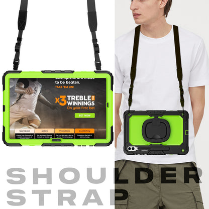 For Samsung Samsung Galaxy Tab S9+ SM-X810 / X816B / X818U PC+Silicone Tablet Case Hand Grip Kickstand Cover with Shoulder Strap
