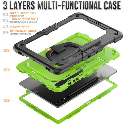 For Samsung Samsung Galaxy Tab S9+ SM-X810 / X816B / X818U PC+Silicone Tablet Case Hand Grip Kickstand Cover with Shoulder Strap