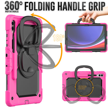 For Samsung Samsung Galaxy Tab S9+ SM-X810 / X816B / X818U PC+Silicone Tablet Case Hand Grip Kickstand Cover with Shoulder Strap