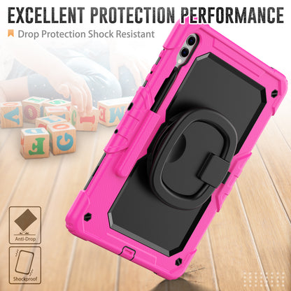 For Samsung Samsung Galaxy Tab S9+ SM-X810 / X816B / X818U PC+Silicone Tablet Case Hand Grip Kickstand Cover with Shoulder Strap