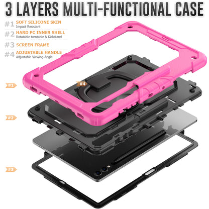 For Samsung Samsung Galaxy Tab S9+ SM-X810 / X816B / X818U PC+Silicone Tablet Case Hand Grip Kickstand Cover with Shoulder Strap