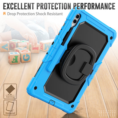 For Samsung Samsung Galaxy Tab S9+ SM-X810 / X816B / X818U PC+Silicone Tablet Case Hand Grip Kickstand Cover with Shoulder Strap