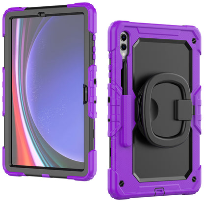 For Samsung Samsung Galaxy Tab S9+ SM-X810 / X816B / X818U PC+Silicone Tablet Case Hand Grip Kickstand Cover with Shoulder Strap