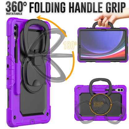 For Samsung Samsung Galaxy Tab S9+ SM-X810 / X816B / X818U PC+Silicone Tablet Case Hand Grip Kickstand Cover with Shoulder Strap