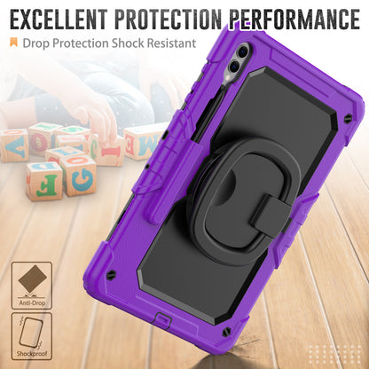 For Samsung Samsung Galaxy Tab S9+ SM-X810 / X816B / X818U PC+Silicone Tablet Case Hand Grip Kickstand Cover with Shoulder Strap