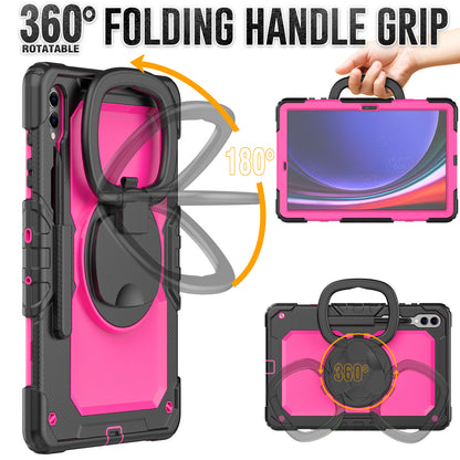 For Samsung Galaxy Tab S9 Ultra SM-X910 / X916B / X918U PC+Silicone Drop-proof Tablet Case Rotary Kickstand with Shoulder Strap