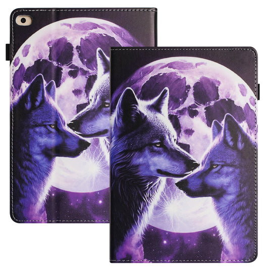 For iPad Air (2013)  /  Air 2  /  9.7-inch (2017)  /  (2018) Anti-Drop PU Leather Tablet Stand Case Pattern Printing Cover Card Holder