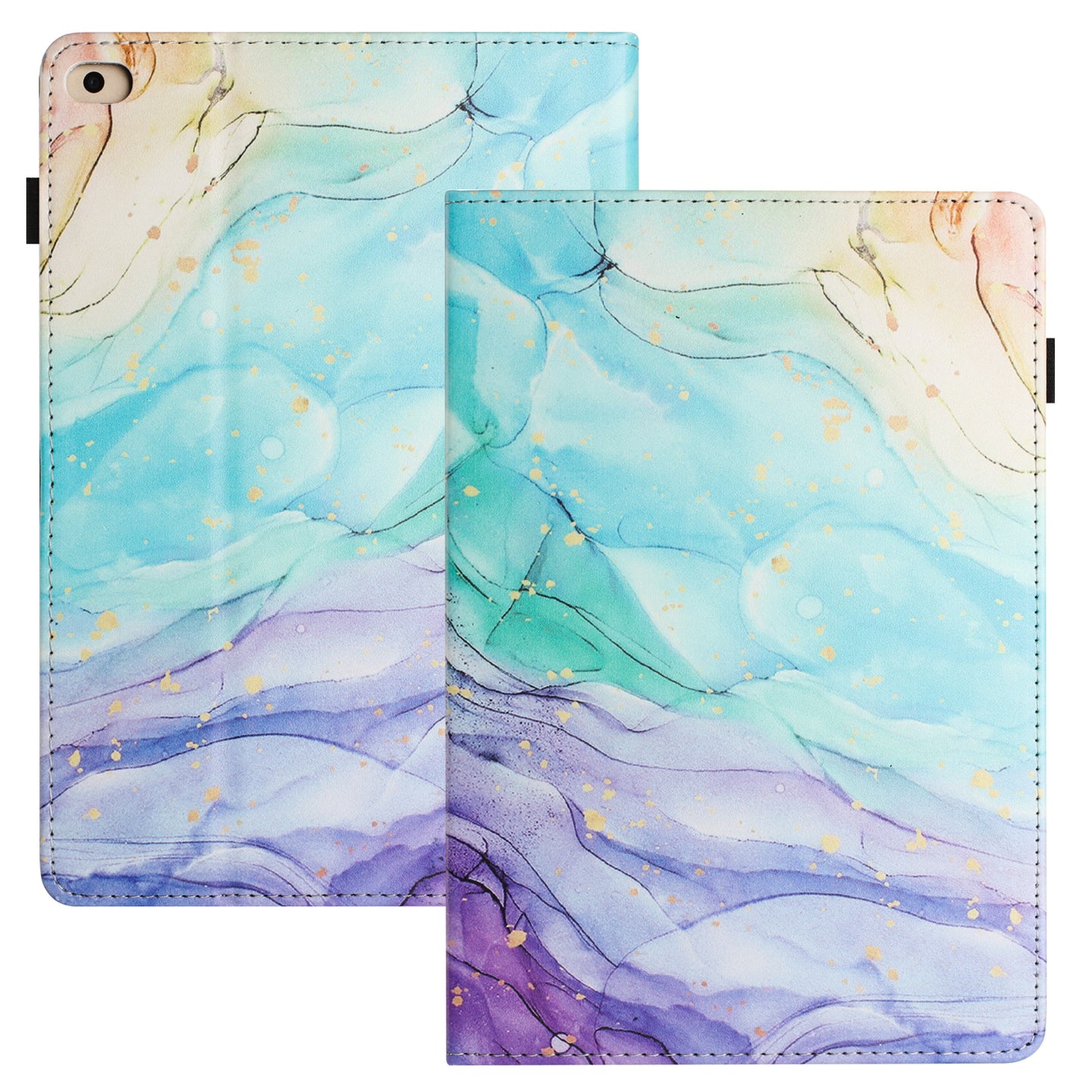 For iPad Air (2013)  /  Air 2  /  9.7-inch (2017)  /  (2018) Anti-Drop PU Leather Tablet Stand Case Pattern Printing Cover Card Holder
