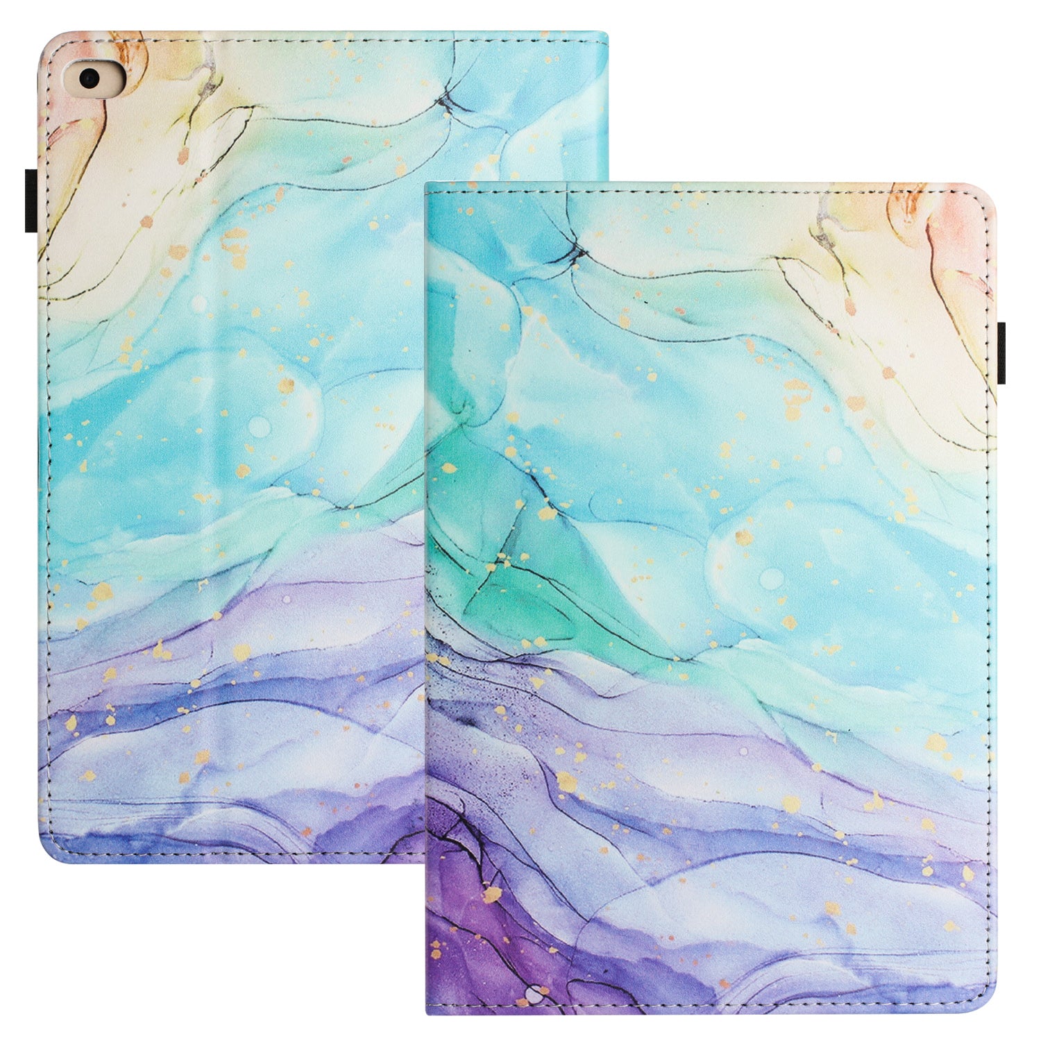 For iPad Air (2013)  /  Air 2  /  9.7-inch (2017)  /  (2018) Anti-Drop PU Leather Tablet Stand Case Pattern Printing Cover Card Holder