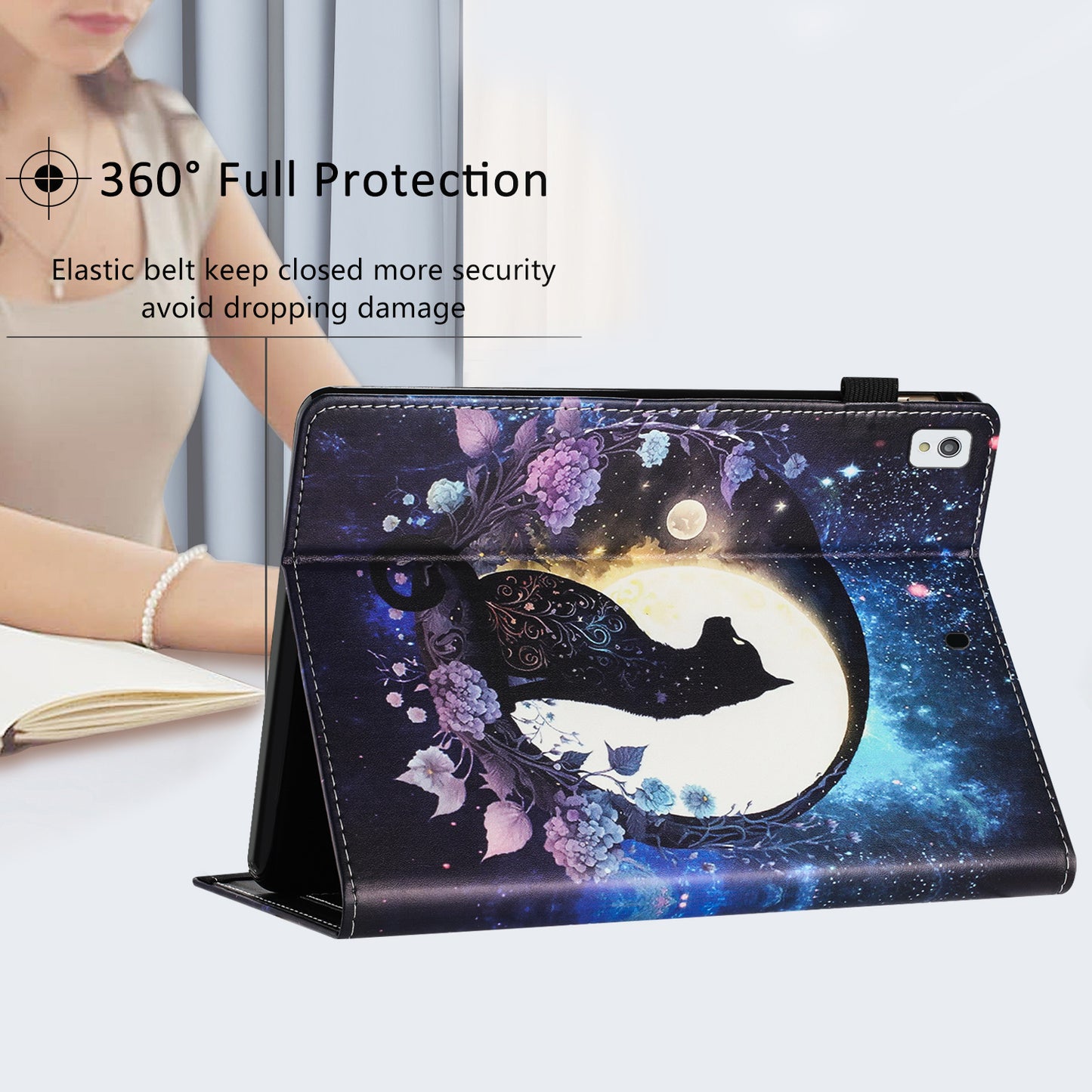 For iPad 10.2 (2020)  /  (2019)  /  Air 10.5 inch (2019) Pattern Printing PU Leather Tablet Stand Case Litchi Texture Cover