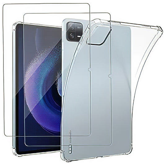 For Xiaomi Pad 6 Pro / Pad 6 Anti-drop Clear TPU Tablet Case + 2.5D Arc Edge Tempered Glass Screen Film