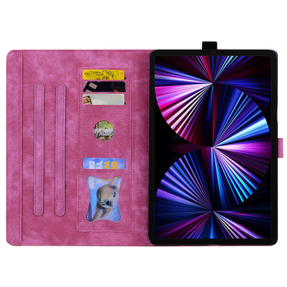 For Xiaomi Redmi Pad SE Tablet Leather Case Card Holder Flower Cat Imprint Stand Tablet Cover