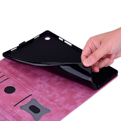 For Xiaomi Redmi Pad SE Tablet Leather Case Card Holder Flower Cat Imprint Stand Tablet Cover