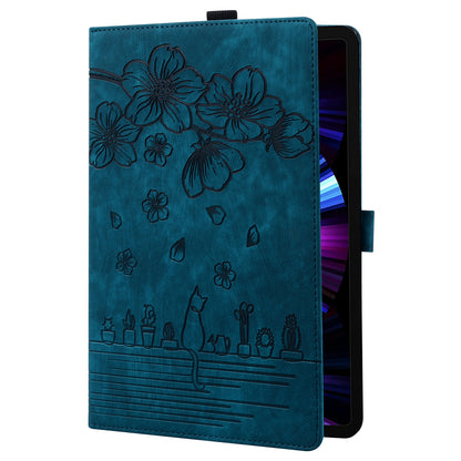 For Xiaomi Redmi Pad SE Tablet Leather Case Card Holder Flower Cat Imprint Stand Tablet Cover