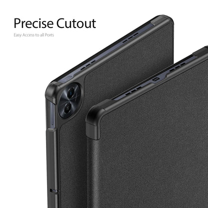DUX DUCIS Domo Series for Realme Pad 2 PU Leather Tri-fold Stand Cover Auto Wake / Sleep Smart Tablet Case