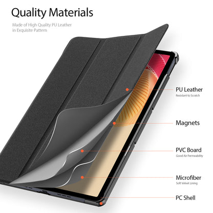 DUX DUCIS Domo Series for Realme Pad 2 PU Leather Tri-fold Stand Cover Auto Wake / Sleep Smart Tablet Case