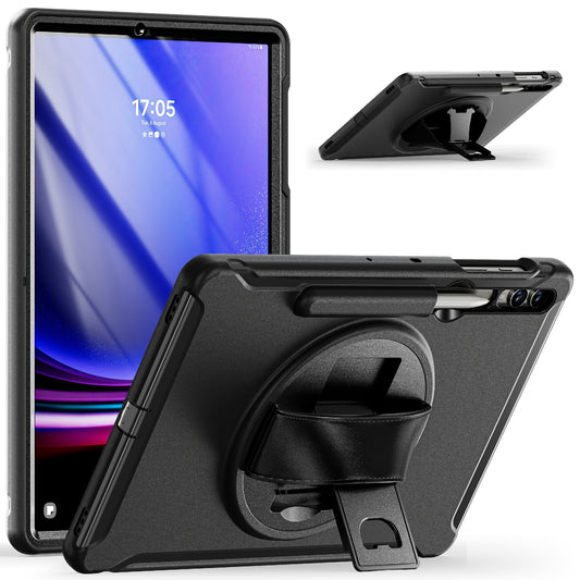 For Samsung Galaxy Tab S9 FE+ / S7+ T970 / Tab S7 FE T730 / Tab S8+ X800 / Tab S9+ X810 Case Pen Holder PC+TPU Tablet Kickstand Cover