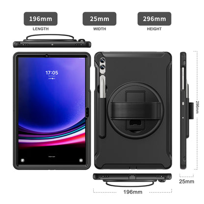 For Samsung Galaxy Tab S9 FE+ / S7+ T970 / Tab S7 FE T730 / Tab S8+ X800 / Tab S9+ X810 Case Pen Holder PC+TPU Tablet Kickstand Cover