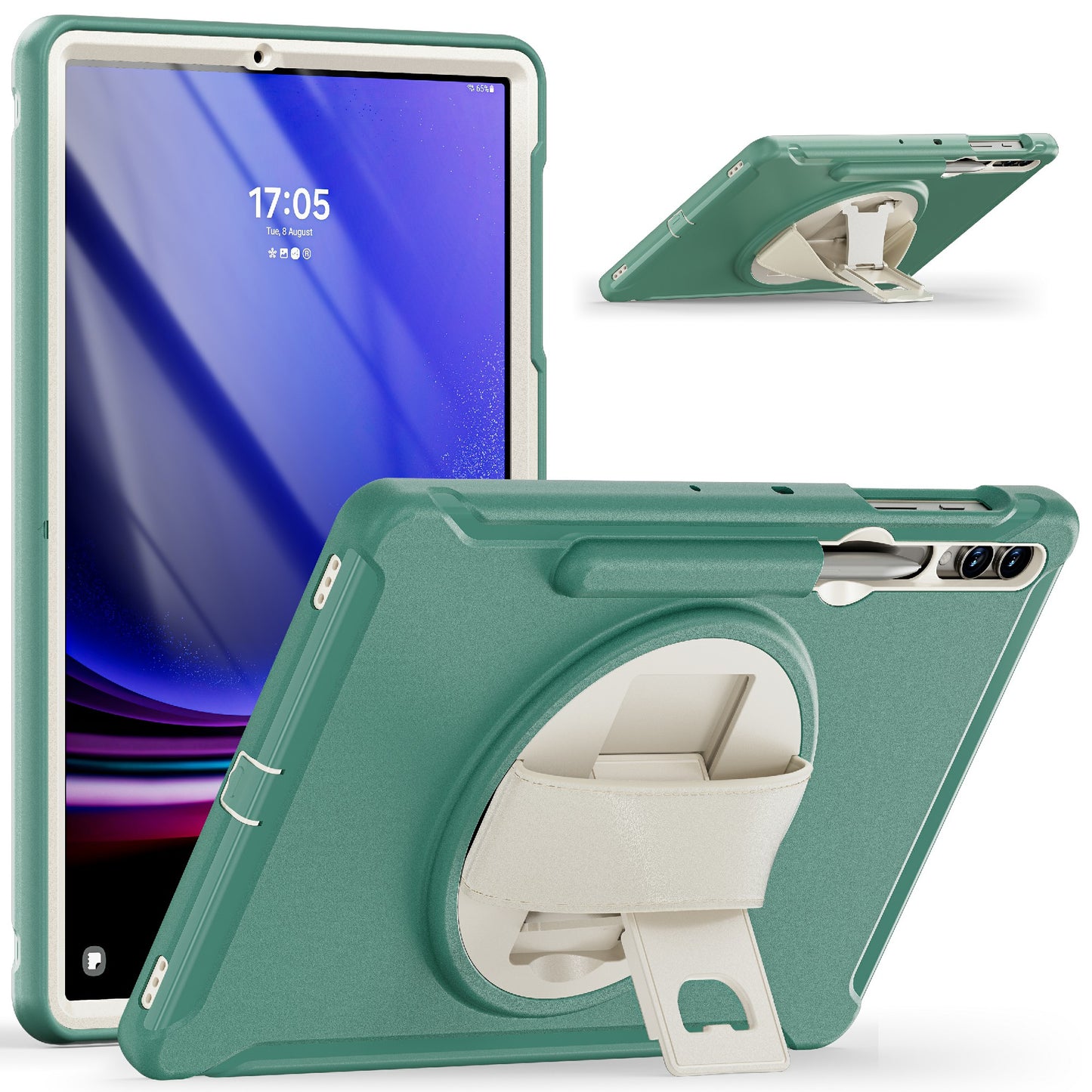 For Samsung Galaxy Tab S9 FE+ / S7+ T970 / Tab S7 FE T730 / Tab S8+ X800 / Tab S9+ X810 Case Pen Holder PC+TPU Tablet Kickstand Cover