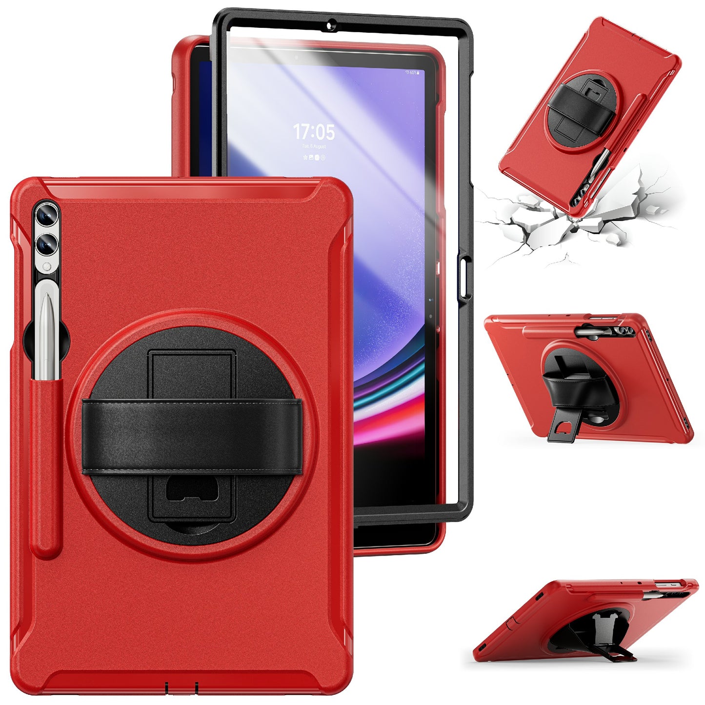 For Samsung Galaxy Tab S9 FE+ / S7+ T970 / Tab S7 FE T730 / Tab S8+ X800 / Tab S9+ X810 Case Pen Holder PC+TPU Tablet Kickstand Cover