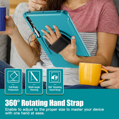 For Samsung Galaxy Tab S9 FE+ / S7+ T970 / Tab S7 FE T730 / Tab S8+ X800 / Tab S9+ X810 Case Pen Holder PC+TPU Tablet Kickstand Cover