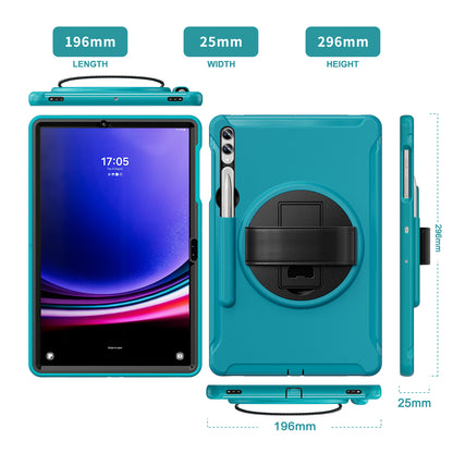 For Samsung Galaxy Tab S9 FE+ / S7+ T970 / Tab S7 FE T730 / Tab S8+ X800 / Tab S9+ X810 Case Pen Holder PC+TPU Tablet Kickstand Cover