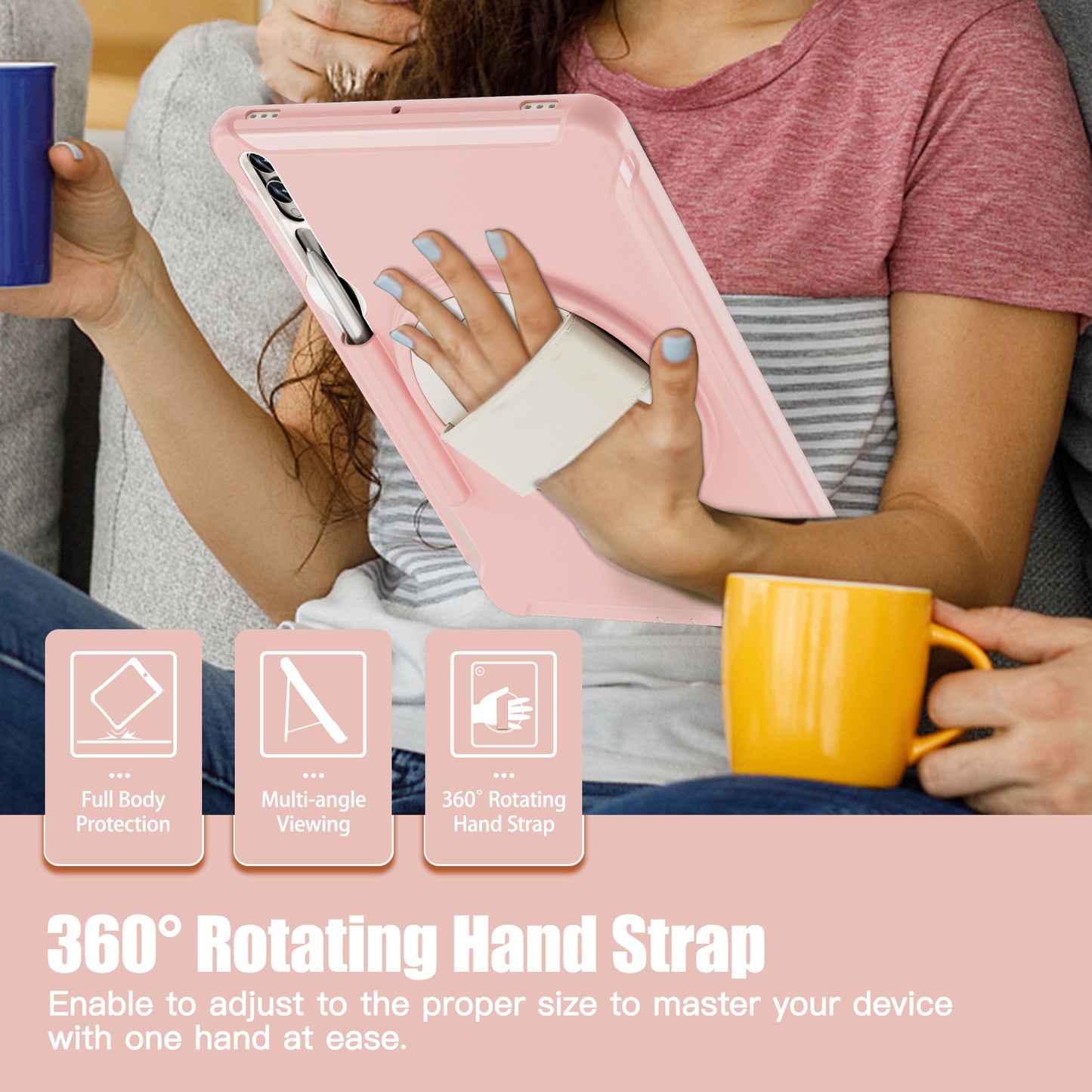 For Samsung Galaxy Tab S9 FE+ / S7+ T970 / Tab S7 FE T730 / Tab S8+ X800 / Tab S9+ X810 Case Pen Holder PC+TPU Tablet Kickstand Cover