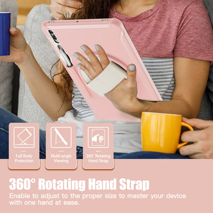 For Samsung Galaxy Tab S9 FE+ / S7+ T970 / Tab S7 FE T730 / Tab S8+ X800 / Tab S9+ X810 Case Pen Holder PC+TPU Tablet Kickstand Cover