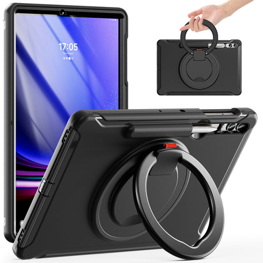 For Samsung Galaxy Tab S9 FE+ / S7+ T970 / Tab S7 FE T730 / Tab S8+ X800 / Tab S9+ X810 Case PC+TPU Rotating Kickstand Tablet Cover with Pen Holder