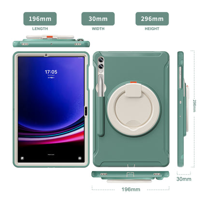 For Samsung Galaxy Tab S9 FE+ / S7+ T970 / Tab S7 FE T730 / Tab S8+ X800 / Tab S9+ X810 Case PC+TPU Rotating Kickstand Tablet Cover with Pen Holder