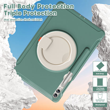 For Samsung Galaxy Tab S9 FE+ / S7+ T970 / Tab S7 FE T730 / Tab S8+ X800 / Tab S9+ X810 Case PC+TPU Rotating Kickstand Tablet Cover with Pen Holder