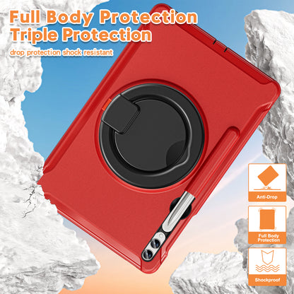 For Samsung Galaxy Tab S9 FE+ / S7+ T970 / Tab S7 FE T730 / Tab S8+ X800 / Tab S9+ X810 Case PC+TPU Rotating Kickstand Tablet Cover with Pen Holder