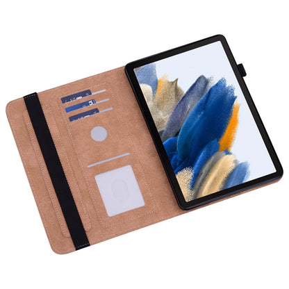 For Samsung Galaxy Tab A9+ Case PU Leather Line Imprinted Tablet Cover with Card Slots