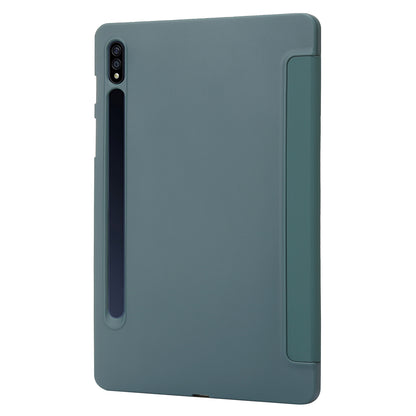 For Samsung Galaxy Tab S9+ Case Anti-scratch PU Leather + Silicone Tri-fold Stand Tablet Cover