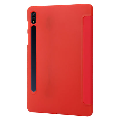 For Samsung Galaxy Tab S9+ Case Anti-scratch PU Leather + Silicone Tri-fold Stand Tablet Cover