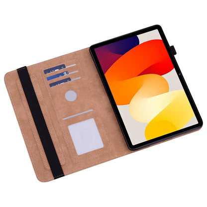 For Xiaomi Redmi Pad SE Leather Case Line Imprinted Card Holder Tablet Cover